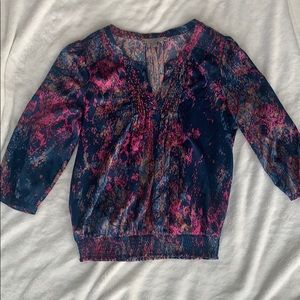 3/4 sleeve patterned blouse
